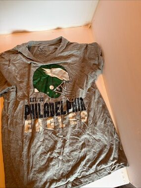 Nike Gray Tee with Green and White Helmet Graphic